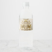 Gouden Bloemen Waterfles Etiket (Voorkant)