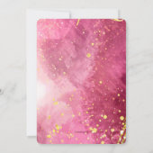 Gouden Bloemen Waterverf Rode Uitnodiging (Achterkant)