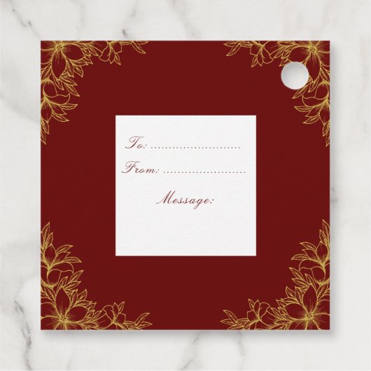 Gouden Bloemen Wedding Favoriet Labels (Achterkant)