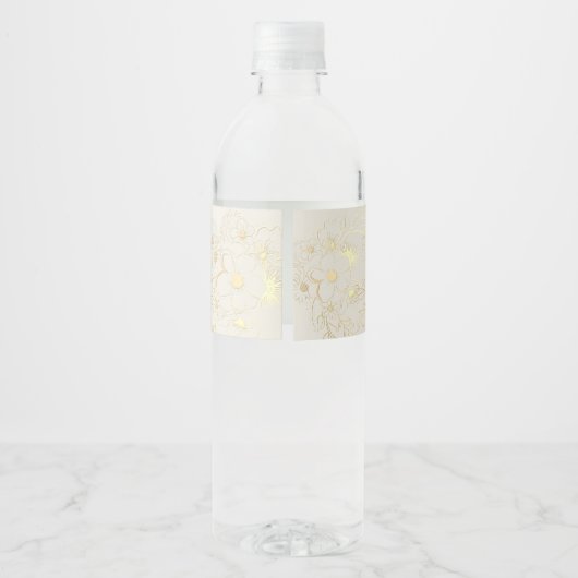 Gouden Bloemen Wedding Water Fles Label Waterfles Etiket (Achterkant)