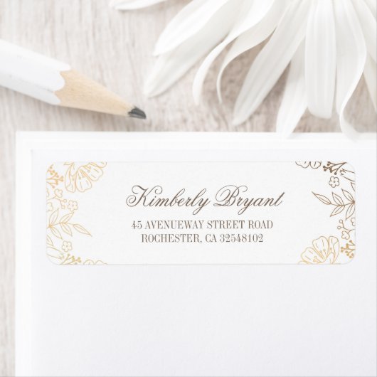 Gouden Bloemen  Wit Bruiloft Etiket (Insitu)