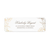 Gouden Bloemen  Wit Bruiloft Etiket (Voorkant)