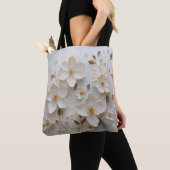 Gouden Bloemen: Wit Tas met Elegant Bloemen Desi (Dichtbij)