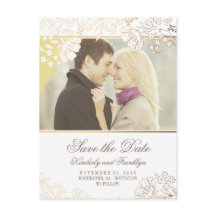 Gouden Bloemen Witte  Foto Bewaar de Datum