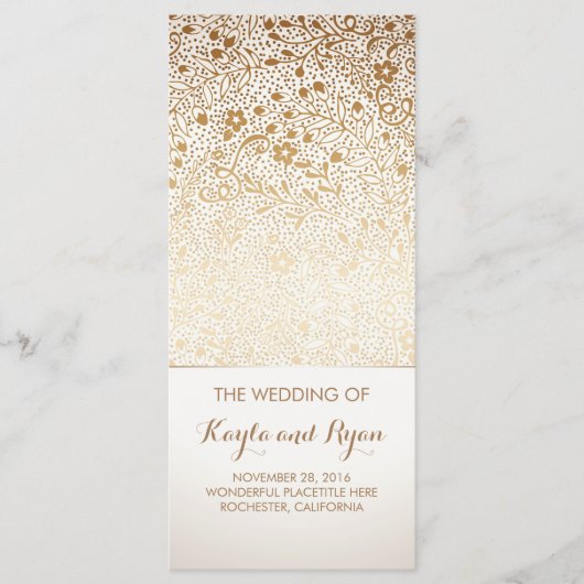Gouden Bloemen  Witte Trouwprogramma's Programmakaart (Voorkant)