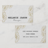 Gouden Bloemen Witte Visitekaartjes Custom Monogra (Voorkant / Achterkant)