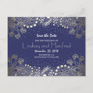 Gouden Bloemen - Wonderland Garden Save the Date Aankondigingskaart