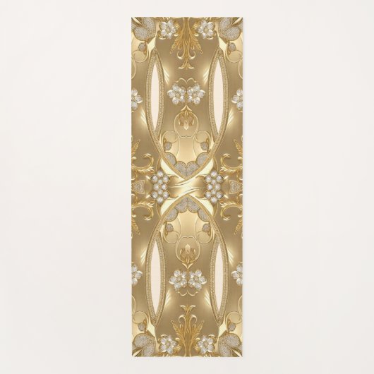 Gouden  Bloemen Yoga Mat (Voorkant)