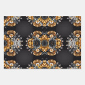 Gouden bloemen, zilveren bloemen, zwarte achtergro inpakpapier vel (Voorkant 2)