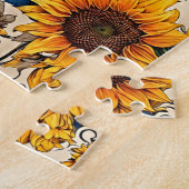 Gouden Bloemen: Zonnebloemen Patroon Kunstwerk Legpuzzel (Zijkant)