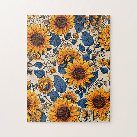 Gouden Bloemen: Zonnebloemen Patroon Kunstwerk Legpuzzel (Verticaal)