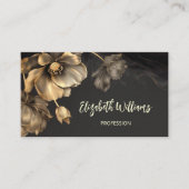 Gouden Bloemen Zwart Visitekaartje (Voorkant)