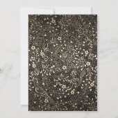Gouden Bloemen  Zwarte Huwelijksuitnodigingen Kaart (Achterkant)