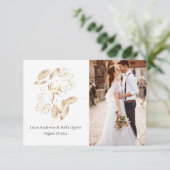 Gouden bloemenbedankkaart bedankkaart (Staand voorkant)