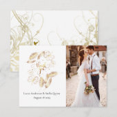 Gouden bloemenbedankkaart bedankkaart (Voorkant / Achterkant)