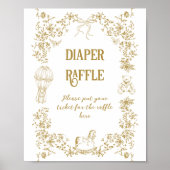 Gouden  Bloemenboog Beren Baby showers luier Poster (Voorkant)