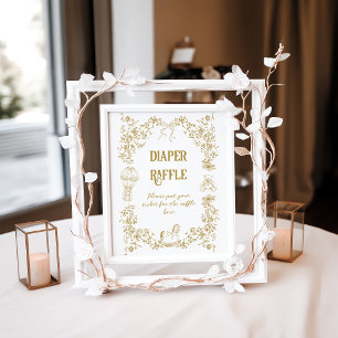 Gouden Bloemenboog Beren Baby showers luier Poster