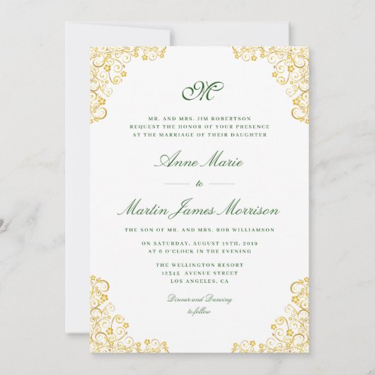 gouden bloemenbruiloft kaart (Voorkant)