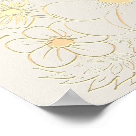 gouden bloemenbruiloft welkomstbord poster (Hoek)