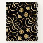 Gouden Bloemendamask Zonnebloem Klasseerlijke Zwar Notitieboek (Achterkant)
