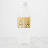 Gouden Bloemendesign Rendier Waterfles Etiket (Achterkant)