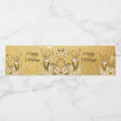 Gouden Bloemendesign Rendier Waterfles Etiket (Enkel label)