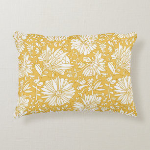 Gouden bloemendoodle, abstract handgetekend accent kussen