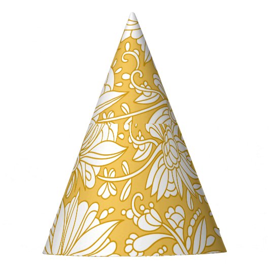 Gouden bloemendoodle, abstract handgetekend feesthoedjes (Voorkant)