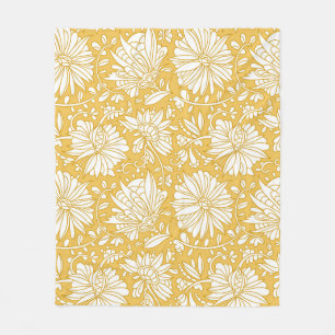 Gouden bloemendoodle, abstract handgetekend fleece deken