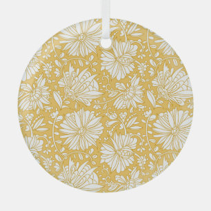 Gouden bloemendoodle, abstract handgetekend glas ornament