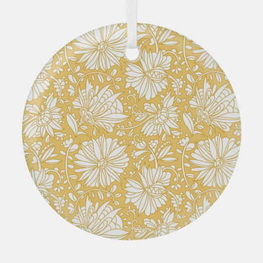 Gouden bloemendoodle, abstract handgetekend glas ornament (Voorkant)