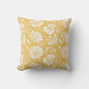 Gouden bloemendoodle, abstract handgetekend kussen