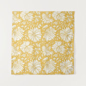 Gouden bloemendoodle, abstract handgetekend wandkleed (Voorkant (horizontaal))