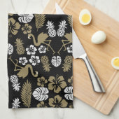 Gouden Bloemendruppel Tropisch Patronen Theedoek (Quarter Fold)