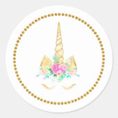Gouden bloemeneenhoorn Sticker (Voorkant)