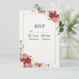 Gouden bloemenframe met mooie bloemen RSVP Kaartje