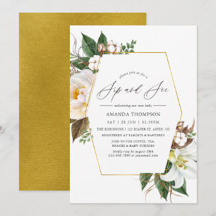 Gouden Bloemengeometrische Drink en Kijk Feest Kaart