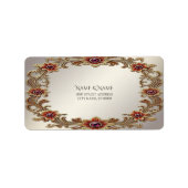 Gouden bloemengestel retouradreslabel etiket (Voorkant)