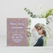 Gouden Bloemenglitter Ombre Mauve Lila Bewaar Datu Kaart (Staand voorkant)