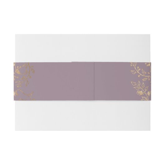 Gouden Bloemenglitter Ombre Mauve Lila Buikband Uitnodigingen Wikkel (Achterkant Voorbeeld)