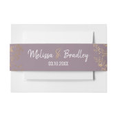 Gouden Bloemenglitter Ombre Mauve Lila Buikband Uitnodigingen Wikkel (Voorkant Voorbeeld)