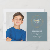 Gouden Bloemenguirlande Eerste Heilige Communie Fo Bedankkaart (Voorkant)