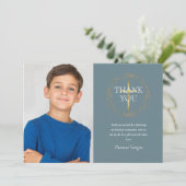 Gouden Bloemenguirlande Eerste Heilige Communie Fo Bedankkaart (Staand voorkant)