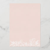 Gouden bloemenhoek elegante bruiloft ontwerp blush folie uitnodiging (Achterkant)