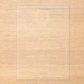 Gouden Bloemenkam Monogram Huwelijk Elegant Acryl Uitnodigingen (Voorkant)