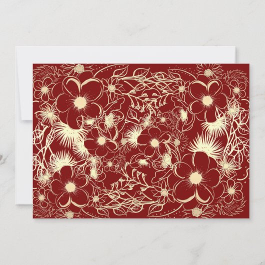 Gouden Bloemenkant bruiloft foto uitnodiging (Achterkant)