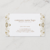 Gouden  bloemenkant op wit visitekaartje (Achterkant)
