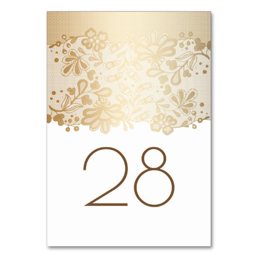 Gouden Bloemenkant Witte bruiloft Kaart (Voorkant)