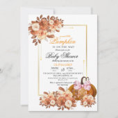 Gouden bloemenkleuren pompoen baby shower uitnodig kaart (Voorkant)