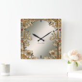 Gouden Bloemenklok Vierkante Klok (Huis)